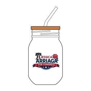 16oz Engraved Mason Sipper - 'Jessica Arriaga for Congress' Campaign Glass with Straw